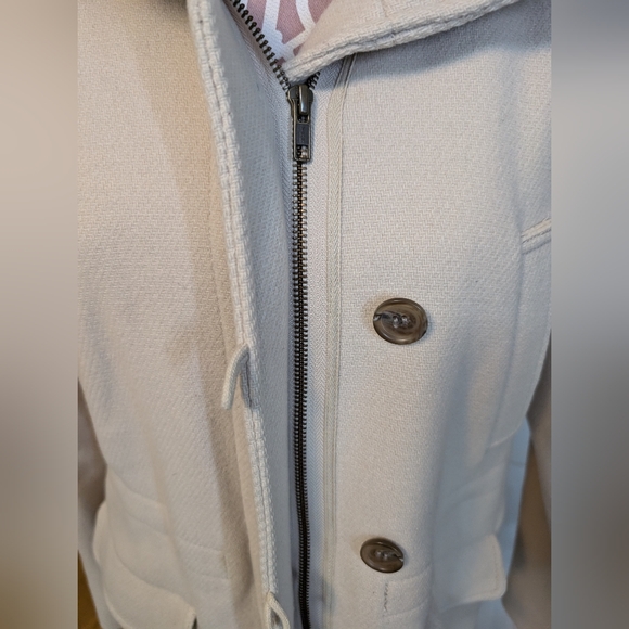 J.Crew Stadium Cloth Italian Wool cream hooded Coat Women's 10 by Nello Gori - Picture 5 of 13